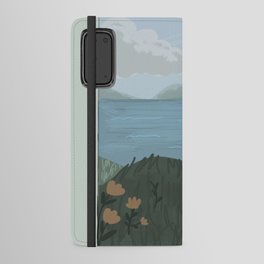 aesthetic boat on a lake with flowers scene Android Wallet Case