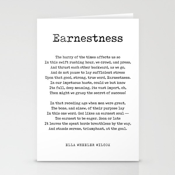 Earnestness - Ella Wheeler Wilcox Poem - Literature - Typewriter Print 2 Stationery Cards