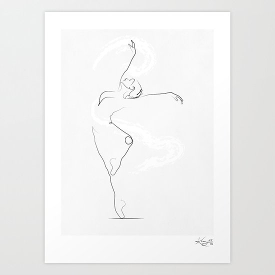 U0026 39 Unfurl U0026 39 Dancer Line Drawing Art Print By Kerry Kisbey