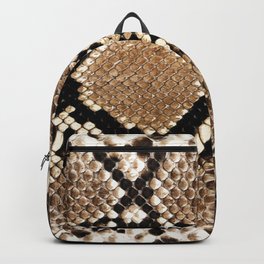 Pastel brown black white snakeskin animal pattern Backpack