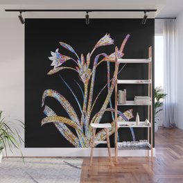 Floral Malgas Lily Mosaic on Black Wall Mural