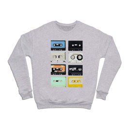Collection of various vintage audio tapes on white background. Each one is shot separately Crewneck Sweatshirt
