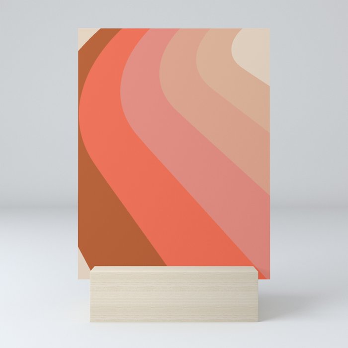 Retro Stripes Vertical Wave in Blush Tones Mini Art Print