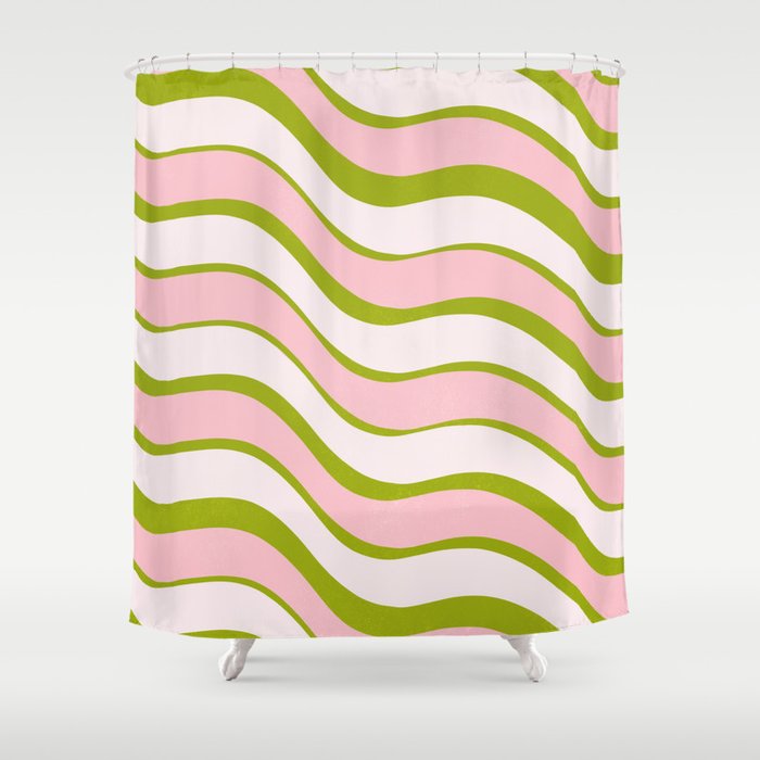 sun rays, green & pink Shower Curtain
