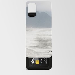 Oregon Fog - Waves Crash on Beach on Foggy Day Along Oregon Coast Android Card Case