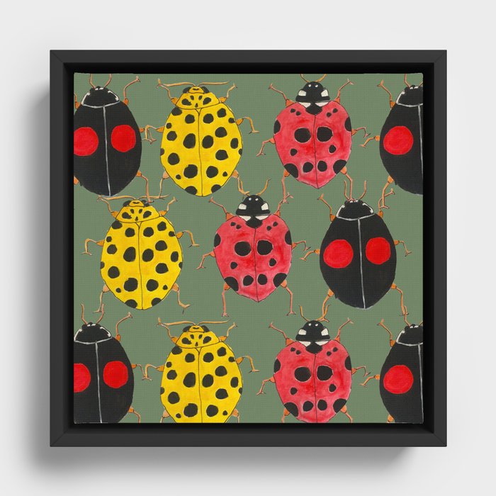 Ladybug - Gouache Framed Canvas