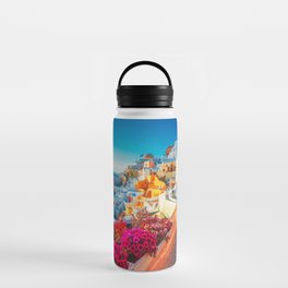 Santorini Landscape Photography Water Bottle