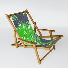 Tropical Palms Kelly Green on Navy Sling Chair