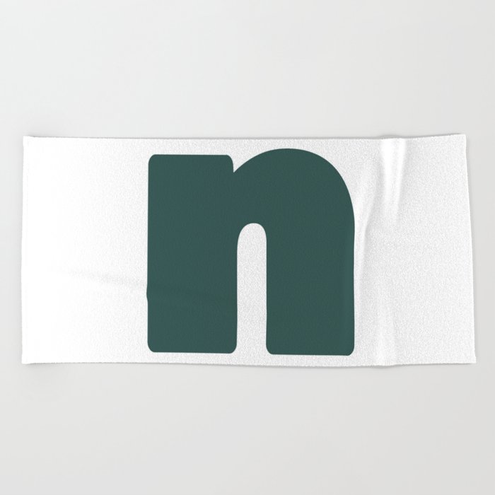 n (Dark Green & White Letter) Beach Towel