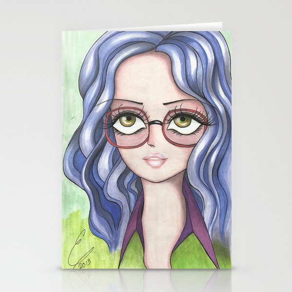 glasses girl Stationery Cards