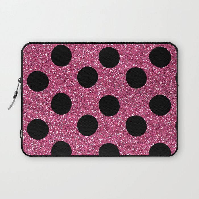 Retro Pink Glitter Polka Dot Background Pattern Laptop Sleeve