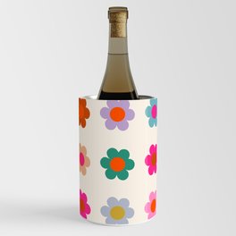Retro Floral Colorful Print Preppy Aesthetic Decor Abstract Flowers Wine Chiller