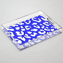 White Leopard Print Dark Blue Acrylic Tray