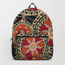 Katti Kurgan Suzani Uzbekistan Embroidery Print Backpack | Ethnic, Floral, Suzani, Geometric, Antique, Vintage, Rug, Bukhara, Uzbekistan, Persian 