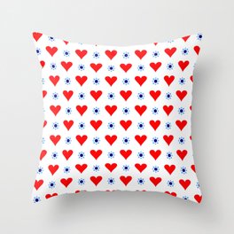 heart and star 5 - blue star and red heart Throw Pillow