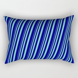 [ Thumbnail: Aquamarine and Blue Colored Stripes/Lines Pattern Rectangular Pillow ]