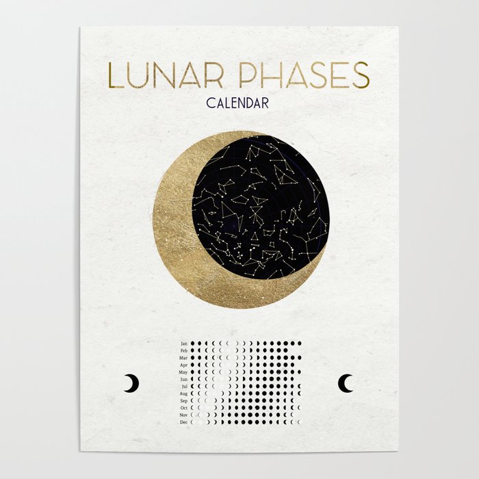 Lunar Phases Moon Calendar Poster by Terra Soleil Society6