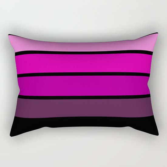 Black , pink , purple striped pattern . Rectangular Pillow