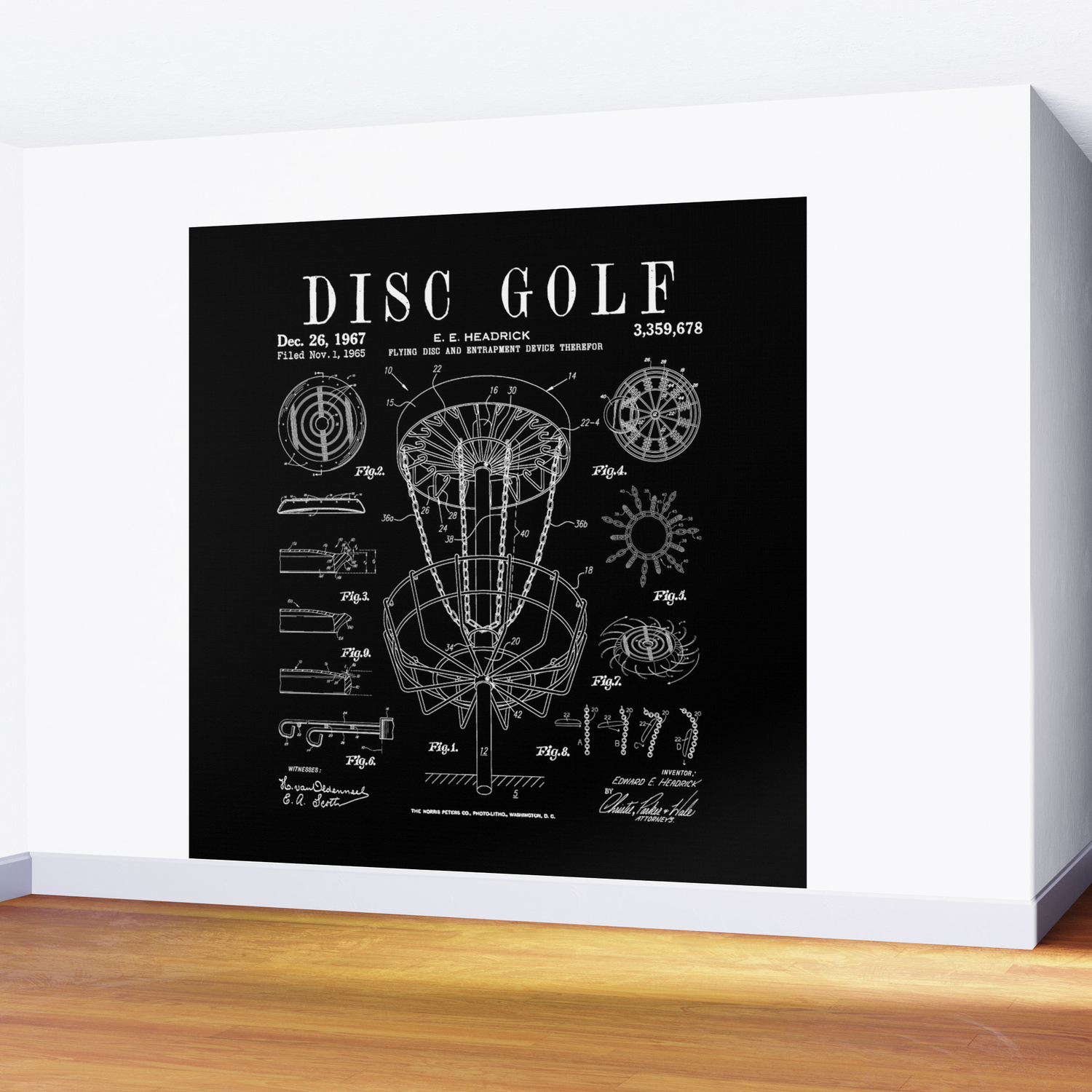 Disc Golf Frolf Frisbee Basket Vintage Patent Drawing Print Wall Mural by  GrandeDuc | Society6