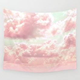 Pastel Pale Pink Cotton Candy Clouds Wall Tapestry