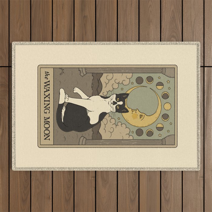 The Waxing Moon Cat Outdoor Rug