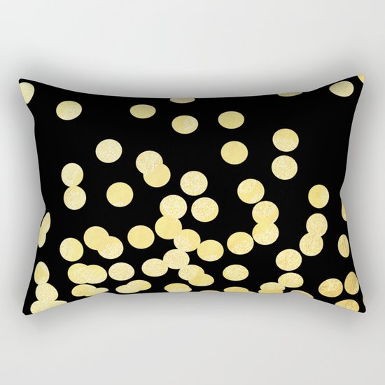 Cruz - Gold Foil Dots on Black - Scattered gold dots, polka dots, dots by Charlotte Winter Rectangular Pillow
