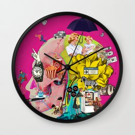 Preponderance Wall Clock | Pop Surrealism, Collage, Vintage, Illustration 