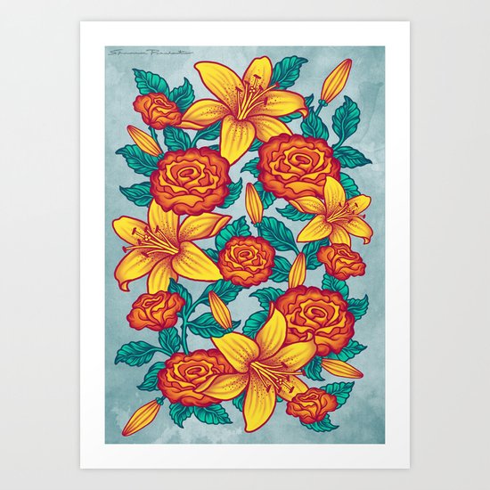 Flowers - Red Art Print