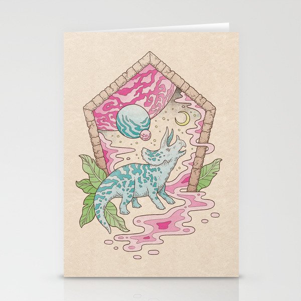 Aeon Archway: Triceratops | Dinosaur Sci-Fi Space Art Stationery Cards