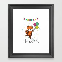Red Panda Wishes Happy Birthday To You Red Panda Framed Art Print