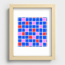 70s Retro Chequered Grid Tiles Recessed Framed Print