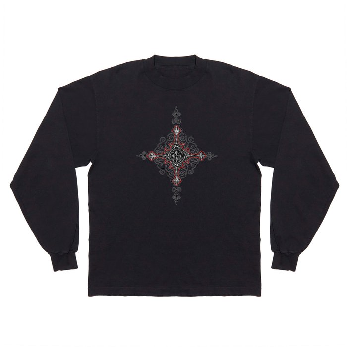 Noble House II CRUSADER RED / Grungy heraldry design Long Sleeve T Shirt