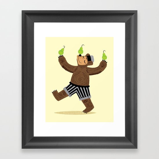 A Bear With Pears Framed Art Print
