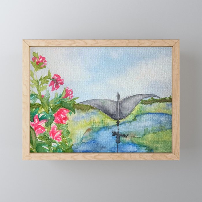 Crane and Marsh Framed Mini Art Print