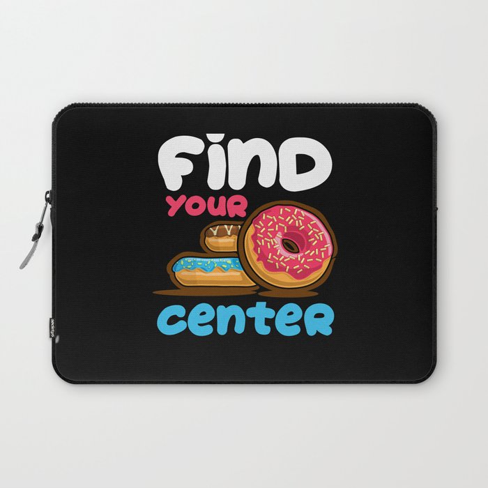 Find Your Center Rainbow Sprinkles Donut Yoga Pun Laptop Sleeve