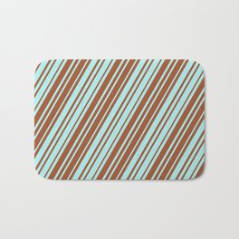 [ Thumbnail: Sienna and Turquoise Colored Lines Pattern Bath Mat ]