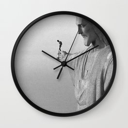 Christ the Redeemer, Rio de Janeiro, Brazil death defying dare devil black and white photography Wall Clock