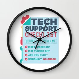 Tech Support Checklist - Computer Helpdesk Admin Wall Clock