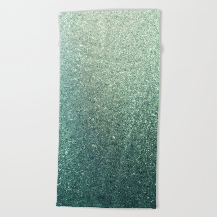 Sparkly ice pattern - glitter and glamour gradient in green - macro photography Beach Towel