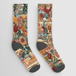 Floral and Tartan Pattern Socks