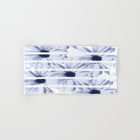 Light Blue Daisies with White Stripes Hand & Bath Towel