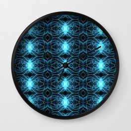 Liquid Light Series 1 ~ Blue Abstract Fractal Pattern Wall Clock