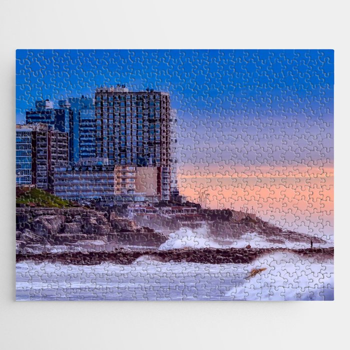 Argentina Photography - Huge Waves Hitting The Argentine Ocean Shore Jigsaw Puzzle