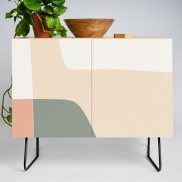 Terracotta and Olive Green Block Pattern Credenza