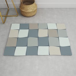 Flux Check Grid Pattern in Neutral Blue Gray Tones Area & Throw Rug