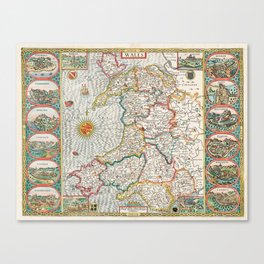 Vintage map of Wales Canvas Print