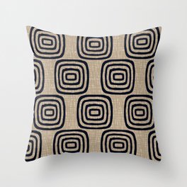 Mud Cloth Concentric Pattern 771 Black and Beige Throw Pillow