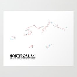 Monterosa Ski, Aosta Valley, Italy - EUR Edition (Unlabeled) - Minimalist Trail Art  Art Print | Abstract, Illustration, Graphic Design, Vector 