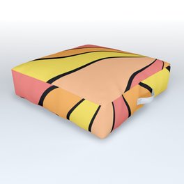 Sunrise Wavy Rays (orange/pink/yellow) Outdoor Floor Cushion