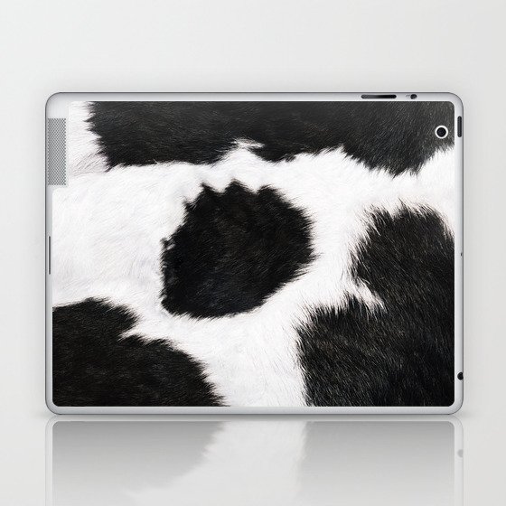 Black And White Farmhouse Cowhide Spots Laptop & iPad Skin